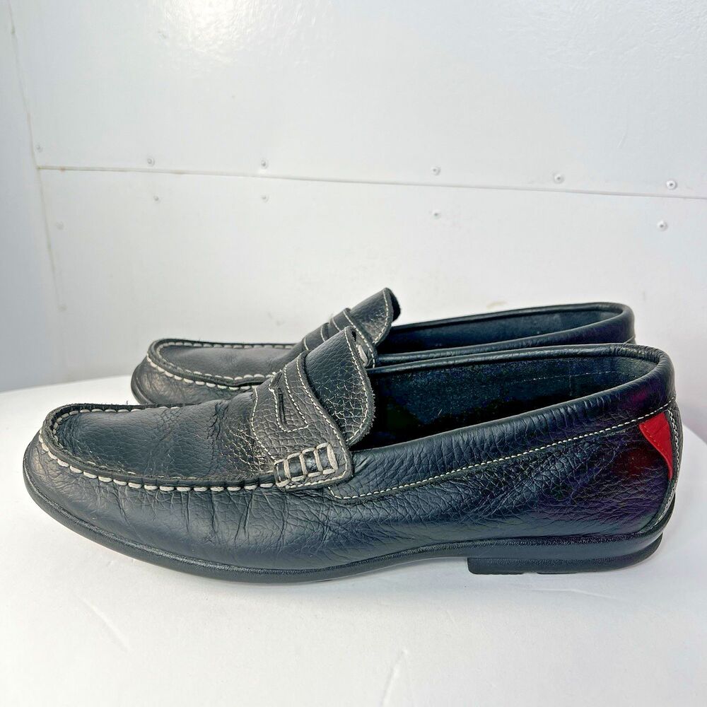 FootJoy Penny Loafer Mens 9 M Black Leather Golf Clubhouse Shoes 79047 Contrast